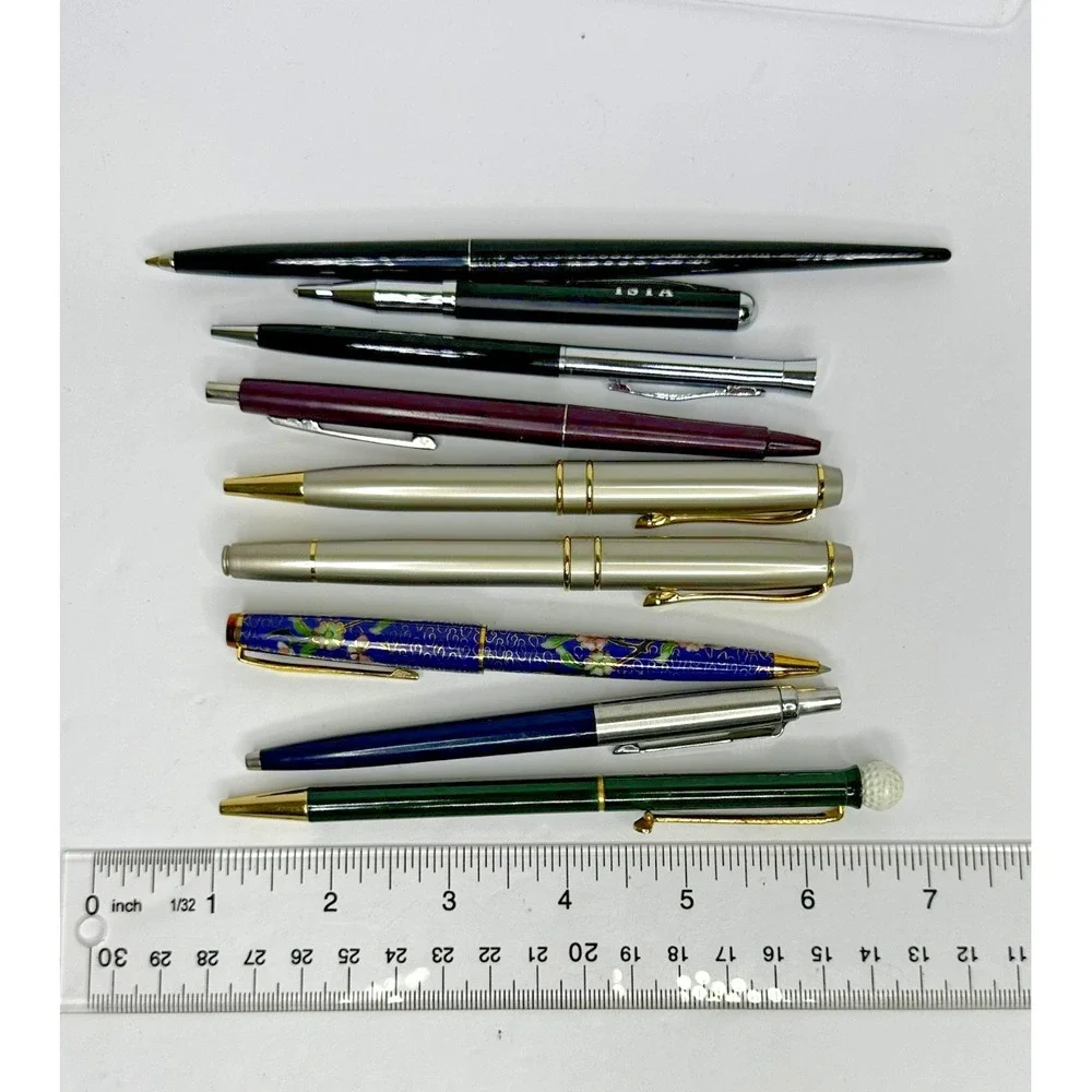 Pen Set Cloisonne Papermate Parker Golf Unbranded Vtg to Mod Set of 9 AS IS
